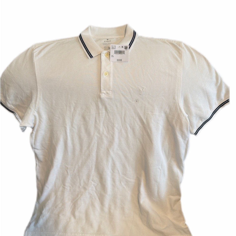 American Eagle Outfitters White Polo with Black Trim. Pre-owned
